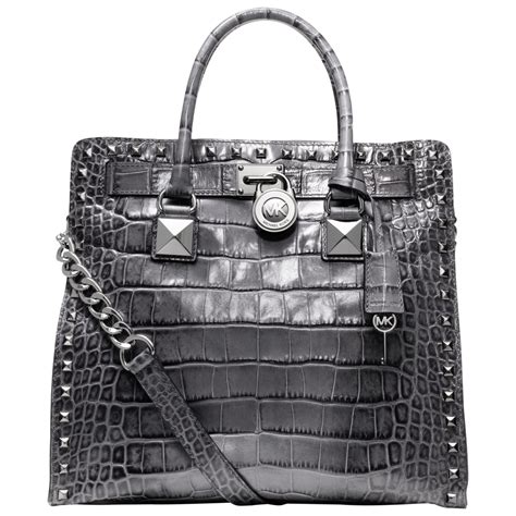 michael kors hamilton traveller grey large croc tote bag|Michael Kors Hamilton Gray Bags & Handbags for Women.